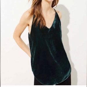LOFT Medium Forest Green Velvet Velour Tank Top